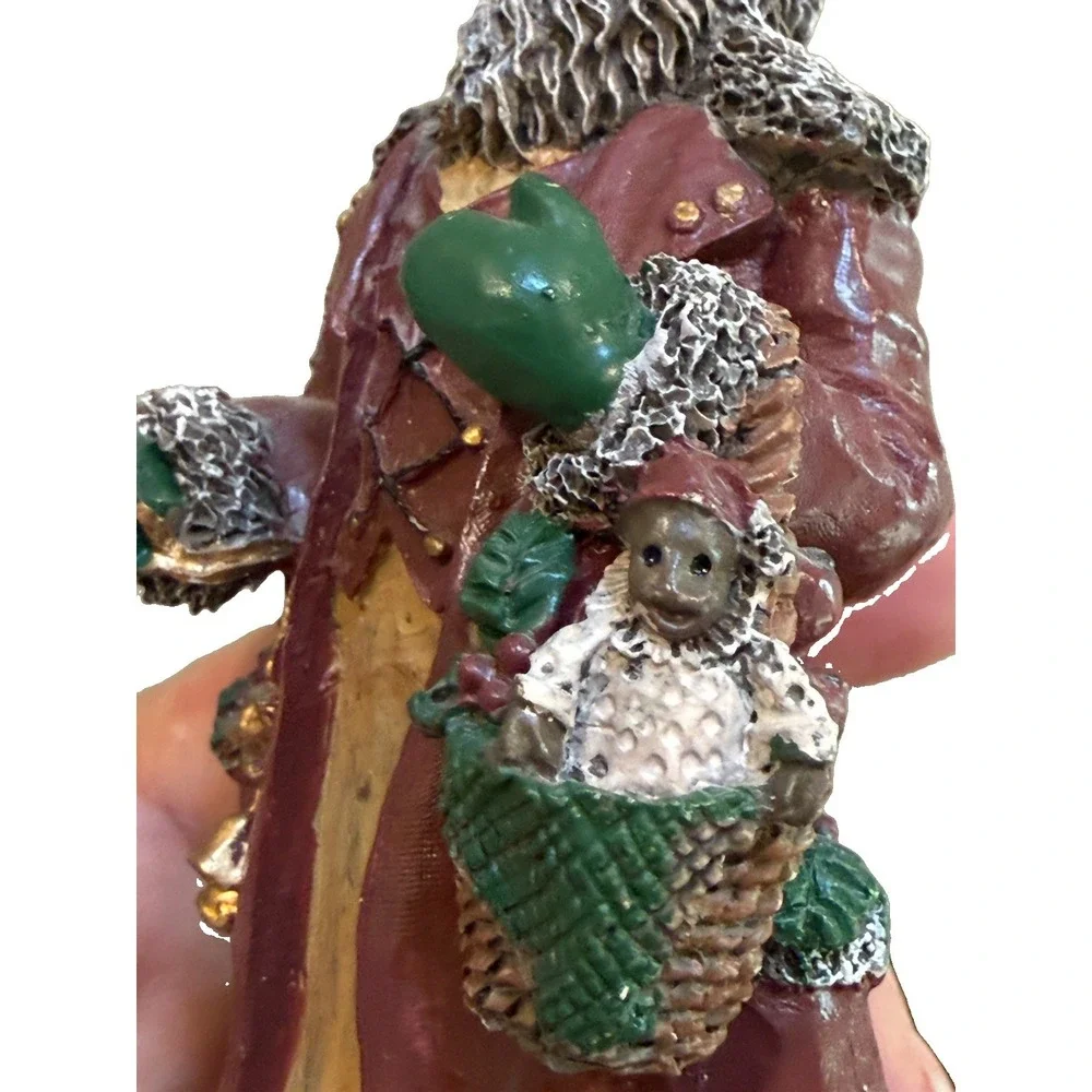 Vintage Young's Inc African American Santa Claus Figurine Red Coat Cap Christmas